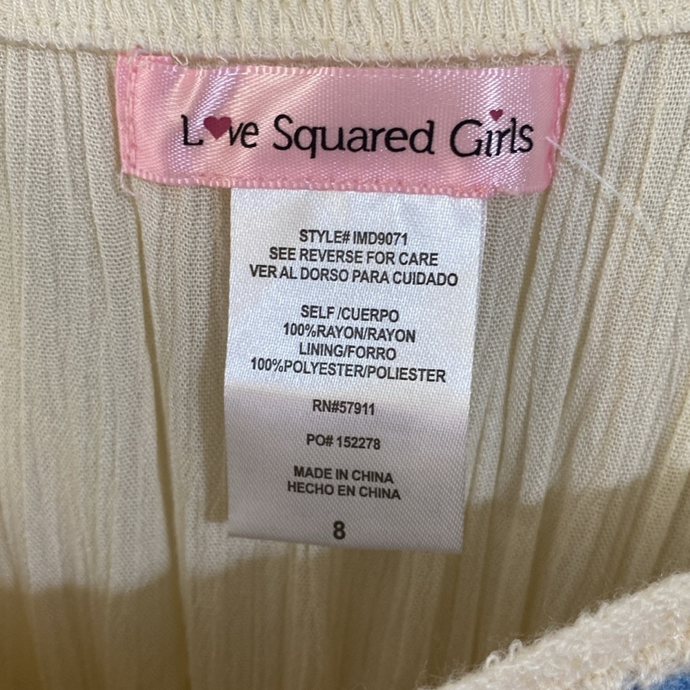 Love Squared Girls Sleeveless Dress with Crochet Top Design Girls Size 8 NWT - Picture 10 of 12